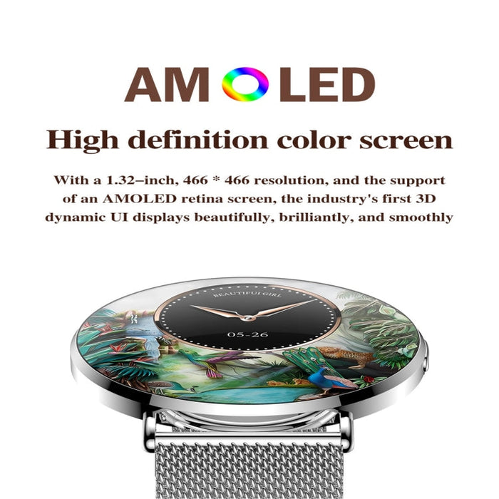 KM88 1.32 inch Color Screen Smart Watch, Support Bluetooth Call / Health Monitoring(Silver) PhonoClean