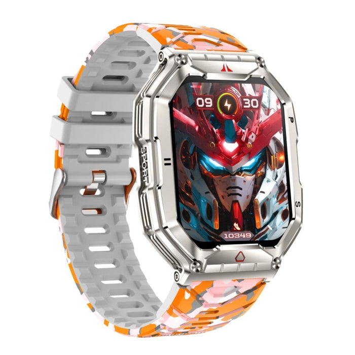 KR82 2.1 inch Color Screen Smart Watch, Support Bluetooth Call / Health Monitoring(Camouflage Orange) PhonoClean