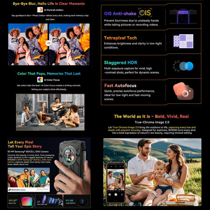 Blackview BV8200 Rugged Phone, 12GB+256GB, 6.5 inch + 1.3 inch Android 14 MediaTekHelio G100 MT8781, Network: 4G, NFC