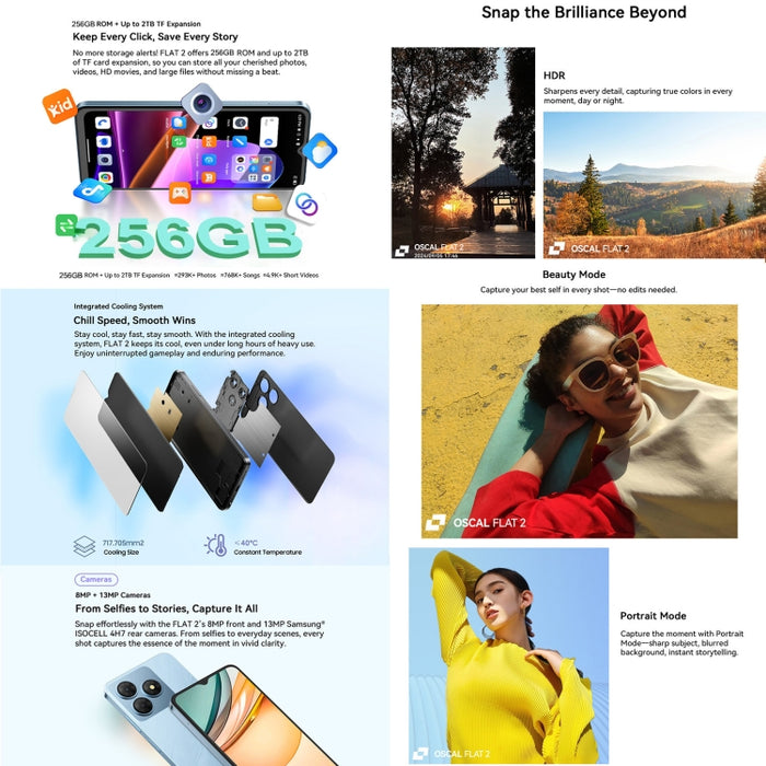 Blackview Oscal FLAT 2, 4GB+128GB, 6.6 inch Android 14 Unisoc T606 Octa Core, Network: 4G, 6GB+256GB