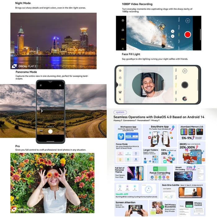 Blackview Oscal FLAT 2, 4GB+128GB, 6.6 inch Android 14 Unisoc T606 Octa Core, Network: 4G, 6GB+256GB