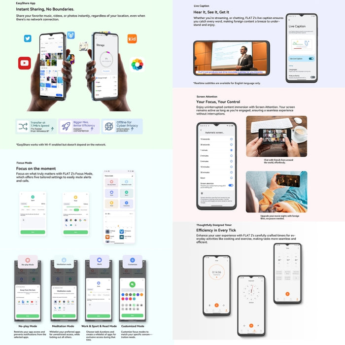 Blackview Oscal FLAT 2, 4GB+128GB, 6.6 inch Android 14 Unisoc T606 Octa Core, Network: 4G, 6GB+256GB