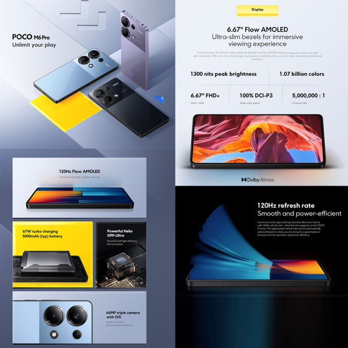 Xiaomi POCO M6 Pro Global, 12GB+512GB, In-screen Fingerprint, 6.67 inch MIUI 14 MediaTek Helio G99-Ultra Octa Core 2.2GHz, NFC, Network: 4G