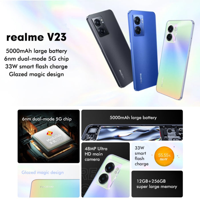 Dual Back Cameras, Side Fingerprint Identification, 5000mAh Battery, 6.58 inch Realme UI 3.0 / Android 12 MediaTek Dimensity 810 Octa Core up to 2.4GHz, Network: 5G, Support Google Play, 12GB+256GB