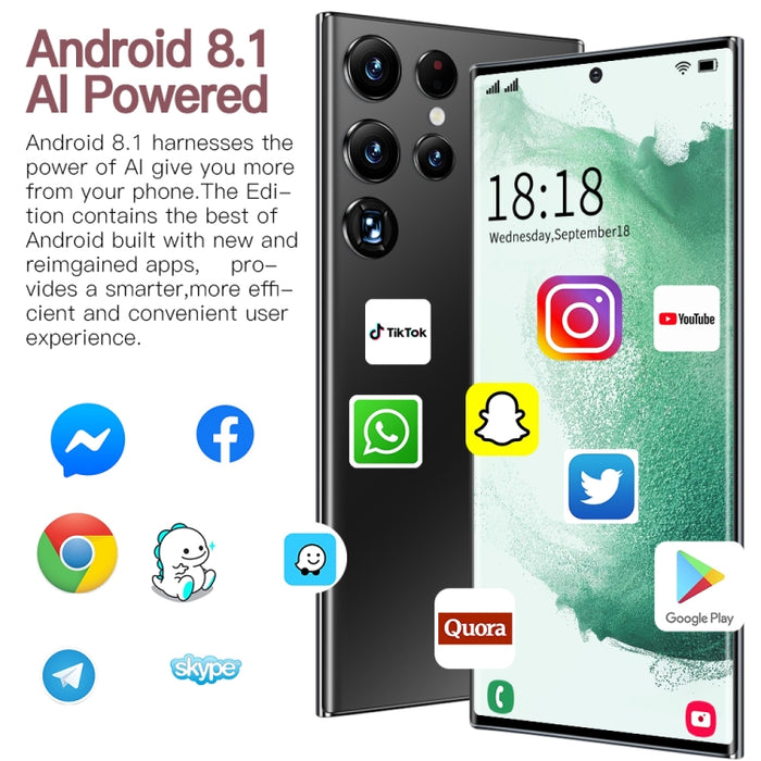 Face Identification, Android 8.1 MTK6753 Octa Core, Network: 4G, S23Ultra 5G D12332 3GB+64GB