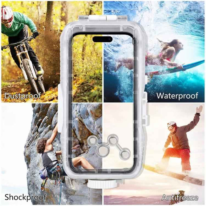 [US Warehouse] PULUZ 40m/130ft Waterproof Diving Case for iPhone 15 Pro Max / 15 Plus / 14 Plus / 14 Pro Max / 13 Pro Max / 12 Pro Max / 11 Pro Max, with One-way Valve Photo Video Taking Underwater Housing Cover