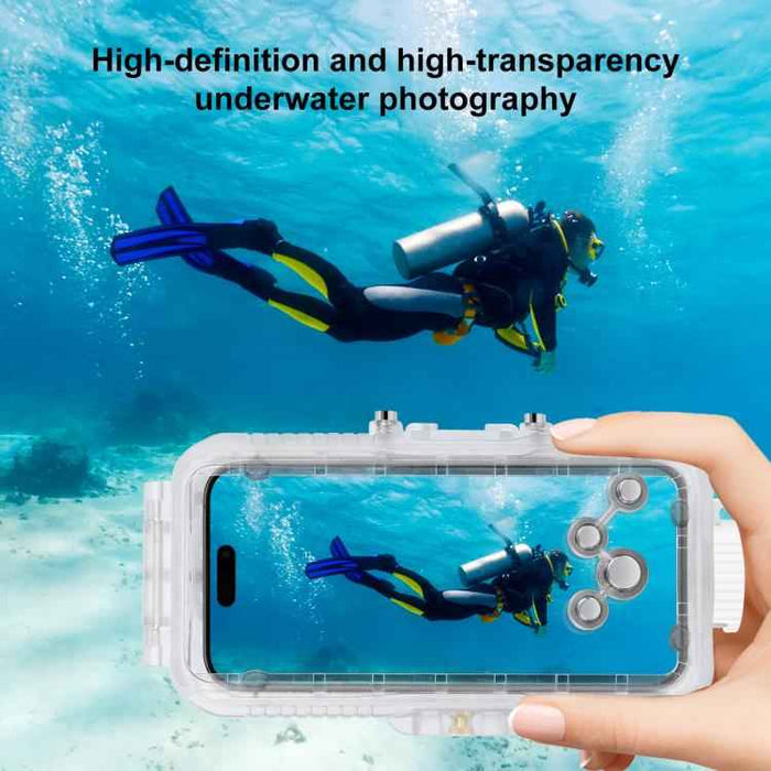 For iPhone 16 Pro PULUZ 40m/130ft Waterproof Diving Case Photo Video Taking Underwater Housing Cover (Transparent)