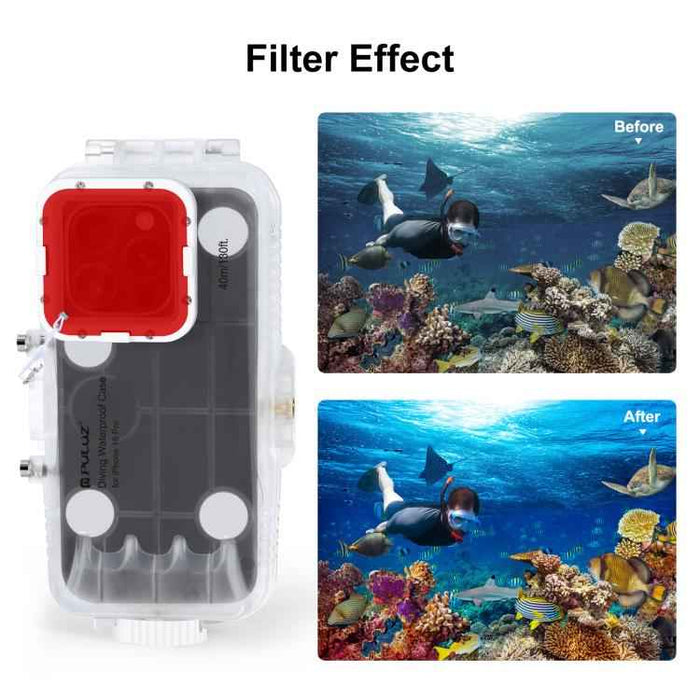 For iPhone 16 Pro PULUZ 40m/130ft Waterproof Diving Case Photo Video Taking Underwater Housing Cover (Transparent)