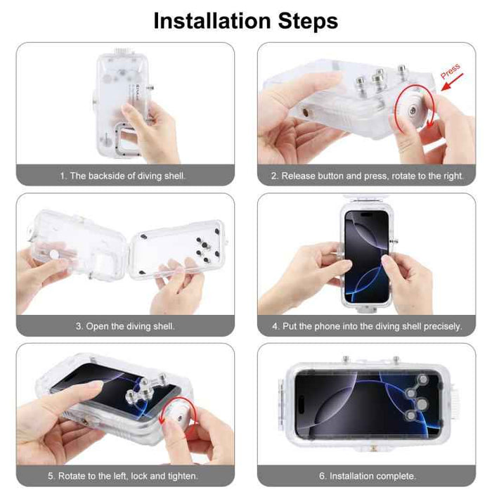 For iPhone 16 Pro PULUZ 40m/130ft Waterproof Diving Case Photo Video Taking Underwater Housing Cover (Transparent)