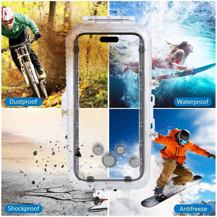 For iPhone 16 Pro Max PULUZ 40m/130ft Waterproof Diving Case Photo Video Taking Underwater Housing Cover (Transparent)