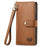 For iPhone 17 Love Zipper Lanyard Leather Phone Case(Brown)