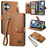 For iPhone 17 Love Zipper Lanyard Leather Phone Case(Brown)