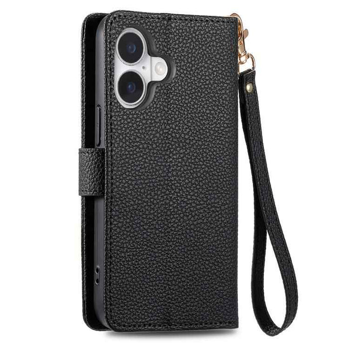 For iPhone 17 Love Zipper Lanyard Leather Phone Case(Black)