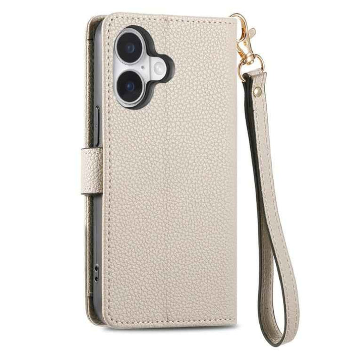 For iPhone 17 Love Zipper Lanyard Leather Phone Case(Gray)