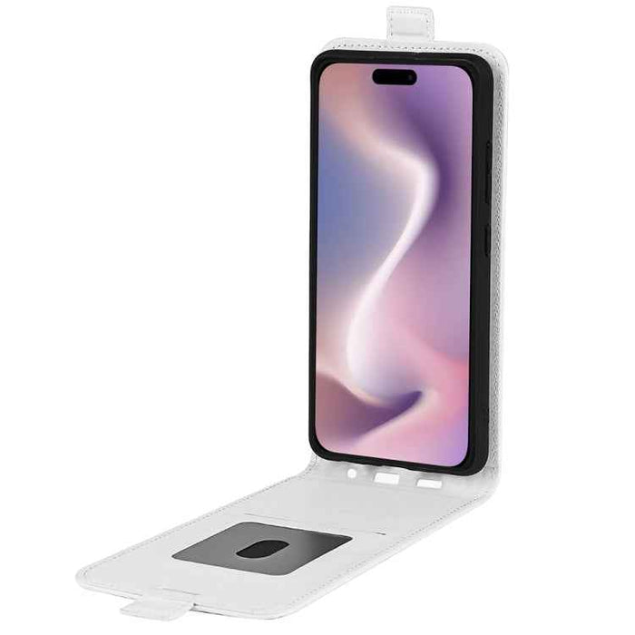 For iPhone 16 R64 Texture Single Vertical Flip Leather Phone Case(White)