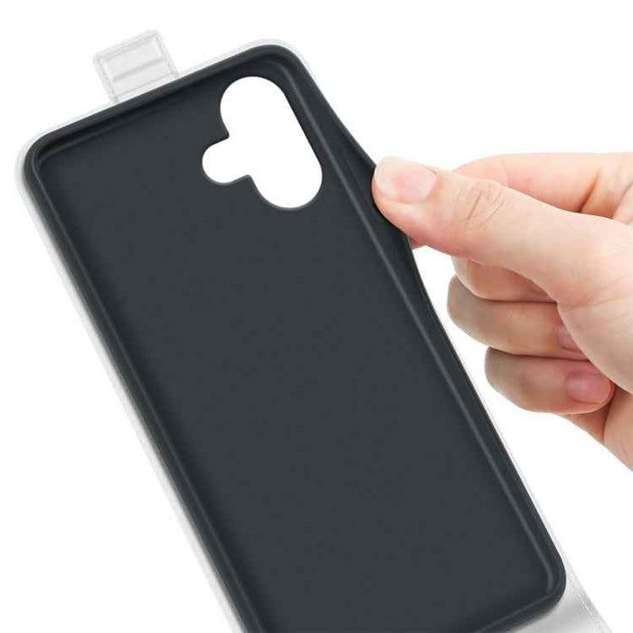 For iPhone 16 R64 Texture Single Vertical Flip Leather Phone Case(White)
