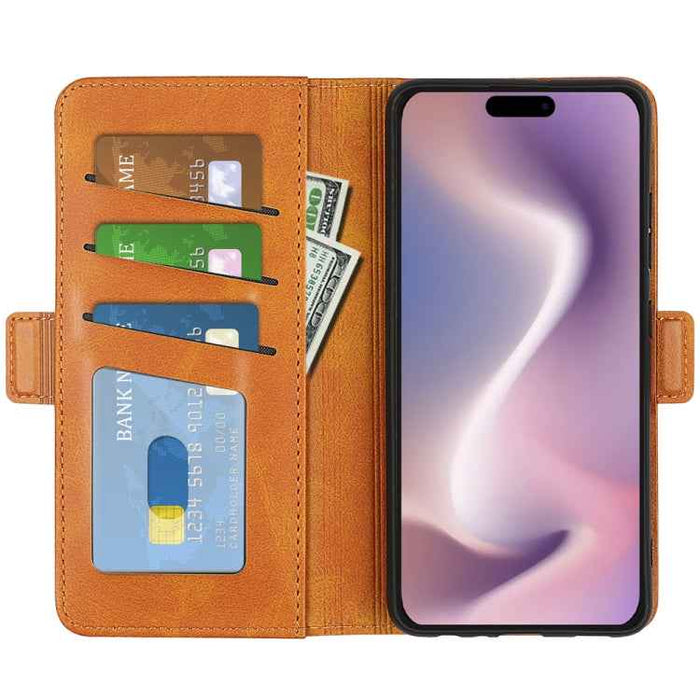 For iPhone 16 Pro Max Dual-side Magnetic Buckle Horizontal Flip Leather Phone Case(Yellow)