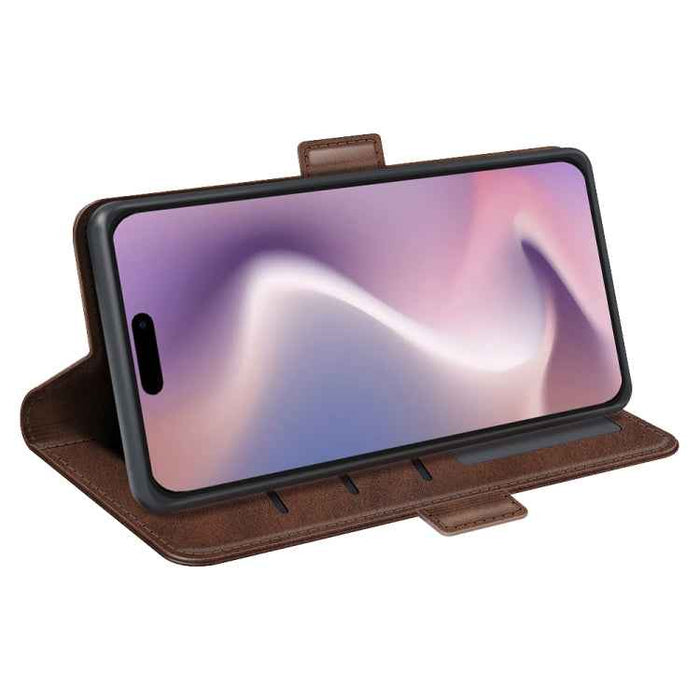 For iPhone 16 Pro Max Dual-side Magnetic Buckle Horizontal Flip Leather Phone Case(Brown)