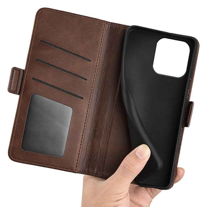 For iPhone 16 Pro Max Dual-side Magnetic Buckle Horizontal Flip Leather Phone Case(Brown)