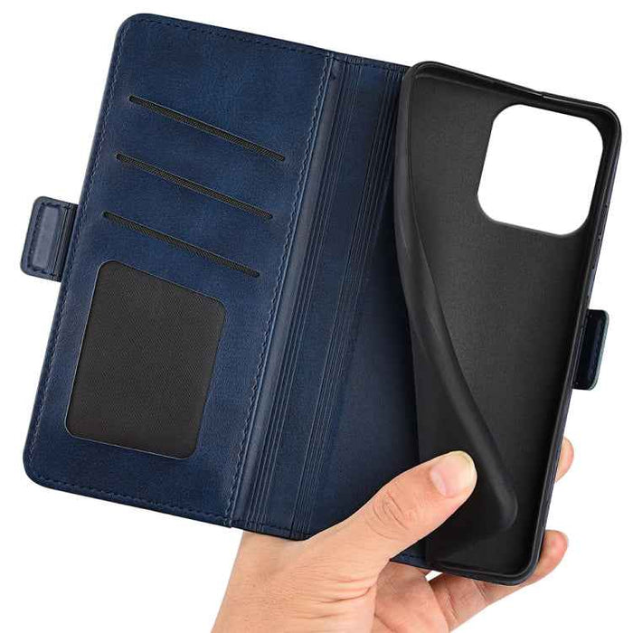 For iPhone 16 Pro Max Dual-side Magnetic Buckle Horizontal Flip Leather Phone Case(Dark Blue)