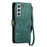 For Samsung Galaxy S22 5G Geometric Zipper Wallet Side Buckle Leather Phone Case(Green)