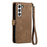 For Samsung Galaxy S22 5G Geometric Zipper Wallet Side Buckle Leather Phone Case(Brown)