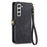 For Samsung Galaxy S22 5G Geometric Zipper Wallet Side Buckle Leather Phone Case(Black)