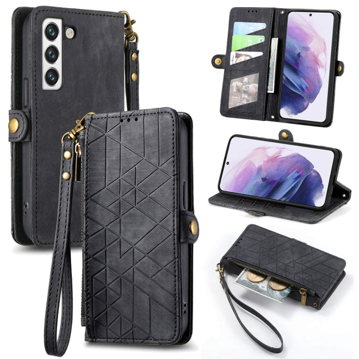 Geometric Zipper Wallet Side Buckle Leather Phone Case, For Samsung Galaxy S22+ 5G, For Samsung Galaxy S22 5G, For Samsung Galaxy A13 5G, For Samsung Galaxy A41, For Samsung Galaxy A22 4G, For Samsung Galaxy A22 5G, For Samsung Galaxy S21 FE 5G        ...