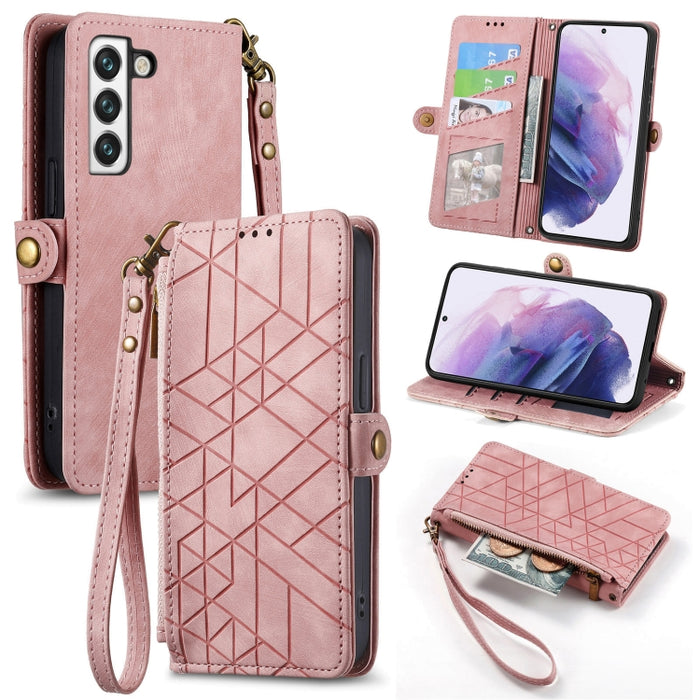 Geometric Zipper Wallet Side Buckle Leather Phone Case, For Samsung Galaxy Note20 Ultra, For Samsung Galaxy Note20, For Samsung Galaxy A21S, For Samsung Galaxy A51 5G, For Samsung Galaxy S20 Ultra, For Samsung Galaxy S20+, For Samsung Galaxy A31       ...