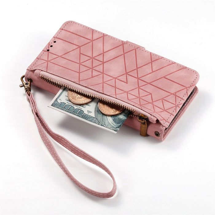 Geometric Zipper Wallet Side Buckle Leather Phone Case, For Samsung Galaxy A72, For Samsung Galaxy A52 5G, For Samsung Galaxy A32 5G, For Samsung Galaxy S21 5G, For Samsung Galaxy S21+ 5G, For Samsung Galaxy S21 Ultra 5G, For Samsung Galaxy A12        ...
