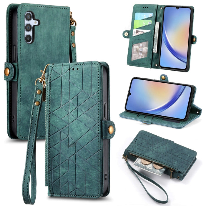 Geometric Zipper Wallet Side Buckle Leather Phone Case, For Samsung Galaxy S22+ 5G, For Samsung Galaxy S22 5G, For Samsung Galaxy A13 5G, For Samsung Galaxy A41, For Samsung Galaxy A22 4G, For Samsung Galaxy A22 5G, For Samsung Galaxy S21 FE 5G        ...