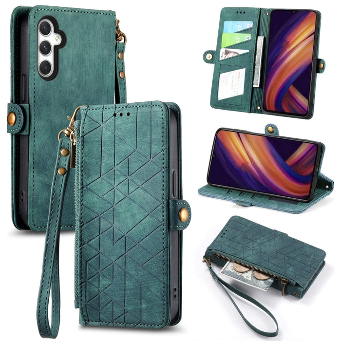 Geometric Zipper Wallet Side Buckle Leather Phone Case, Samsung Galaxy A05s, For Samsung Galaxy A25 5G, For Samsung Galaxy S23 FE 5G, For Samsung Galaxy A24 4G, For Samsung Galaxy A23 5G, For Samsung Galaxy A14 4G, For Samsung Galaxy A24 5G            ...