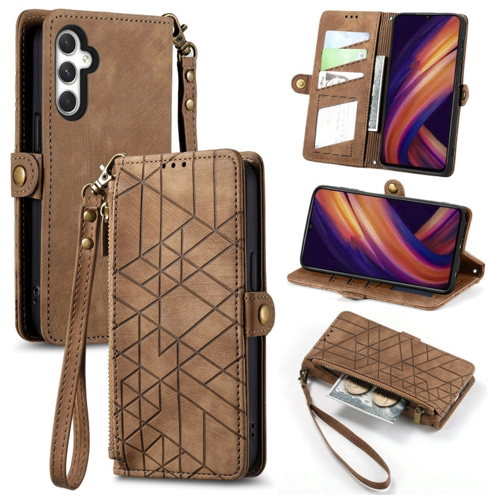 Geometric Zipper Wallet Side Buckle Leather Phone Case, Samsung Galaxy A05s, For Samsung Galaxy A25 5G, For Samsung Galaxy S23 FE 5G, For Samsung Galaxy A24 4G, For Samsung Galaxy A23 5G, For Samsung Galaxy A14 4G, For Samsung Galaxy A24 5G            ...