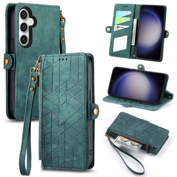 Geometric Zipper Wallet Side Buckle Leather Phone Case, Samsung Galaxy A05s, For Samsung Galaxy A25 5G, For Samsung Galaxy S23 FE 5G, For Samsung Galaxy A24 4G, For Samsung Galaxy A23 5G, For Samsung Galaxy A14 4G, For Samsung Galaxy A24 5G            ...