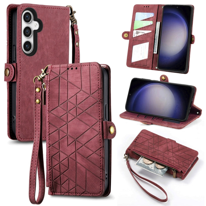 Geometric Zipper Wallet Side Buckle Leather Phone Case, Samsung Galaxy A05s, For Samsung Galaxy A25 5G, For Samsung Galaxy S23 FE 5G, For Samsung Galaxy A24 4G, For Samsung Galaxy A23 5G, For Samsung Galaxy A14 4G, For Samsung Galaxy A24 5G            ...