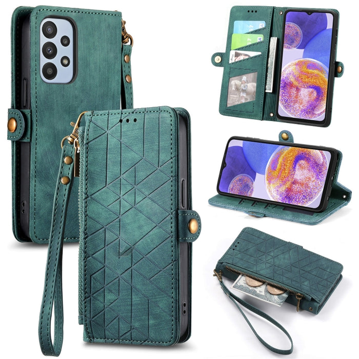 Geometric Zipper Wallet Side Buckle Leather Phone Case, For Samsung Galaxy A24 4G, For Samsung Galaxy A23 5G, For Samsung Galaxy A14 4G, For Samsung Galaxy A24 5G, For Samsung Galaxy A34 5G, For Samsung Galaxy A54 5G, For Samsung Galaxy S23 Ultra 5G   ...