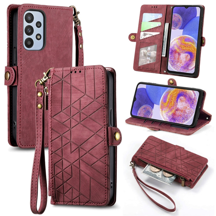 Geometric Zipper Wallet Side Buckle Leather Phone Case, For Samsung Galaxy A24 4G, For Samsung Galaxy A23 5G, For Samsung Galaxy A14 4G, For Samsung Galaxy A24 5G, For Samsung Galaxy A34 5G, For Samsung Galaxy A54 5G, For Samsung Galaxy S23 Ultra 5G   ...