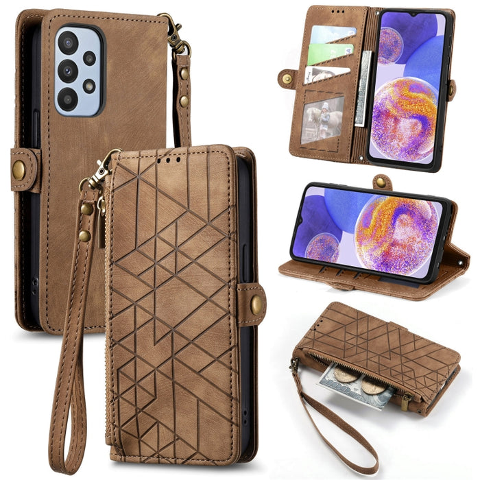 Geometric Zipper Wallet Side Buckle Leather Phone Case, For Samsung Galaxy A24 4G, For Samsung Galaxy A23 5G, For Samsung Galaxy A14 4G, For Samsung Galaxy A24 5G, For Samsung Galaxy A34 5G, For Samsung Galaxy A54 5G, For Samsung Galaxy S23 Ultra 5G   ...