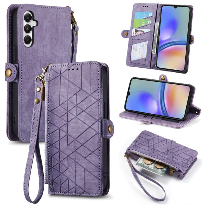 Geometric Zipper Wallet Side Buckle Leather Phone Case, Samsung Galaxy A05s, For Samsung Galaxy A25 5G, For Samsung Galaxy S23 FE 5G, For Samsung Galaxy A24 4G, For Samsung Galaxy A23 5G, For Samsung Galaxy A14 4G, For Samsung Galaxy A24 5G            ...