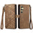 For Samsung Galaxy S24 5G Geometric Zipper Wallet Side Buckle Leather Phone Case(Brown)