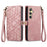 For Samsung Galaxy S24+ 5G Geometric Zipper Wallet Side Buckle Leather Phone Case(Pink)