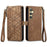 For Samsung Galaxy S24+ 5G Geometric Zipper Wallet Side Buckle Leather Phone Case(Brown)