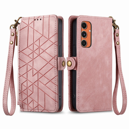 Geometric Zipper Wallet Side Buckle Leather Phone Case, For Samsung Galaxy A55 5G, For Samsung Galaxy S24 Ultra 5G, For Samsung Galaxy S24+ 5G, For Samsung Galaxy S24 5G, For Samsung Galaxy A05, Samsung Galaxy A05s, For Samsung Galaxy A25 5G           ...
