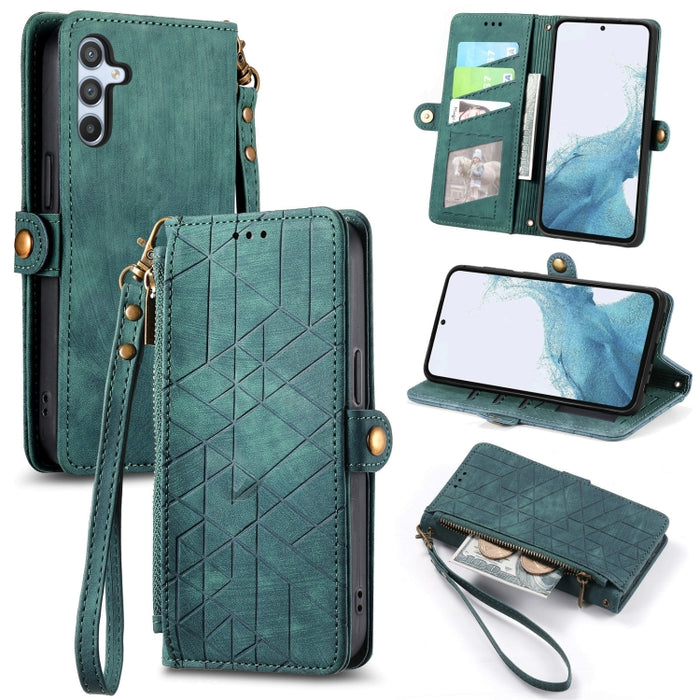 Geometric Zipper Wallet Side Buckle Leather Phone Case, For Samsung Galaxy S26 Edge 5G, For Samsung Galaxy S25 Edge 5G, For Samsung Galaxy A36 5G, For Samsung Galaxy S25 5G, For Samsung Galaxy S25+ 5G, For Samsung Galaxy S25 Ultra 5G                   ...