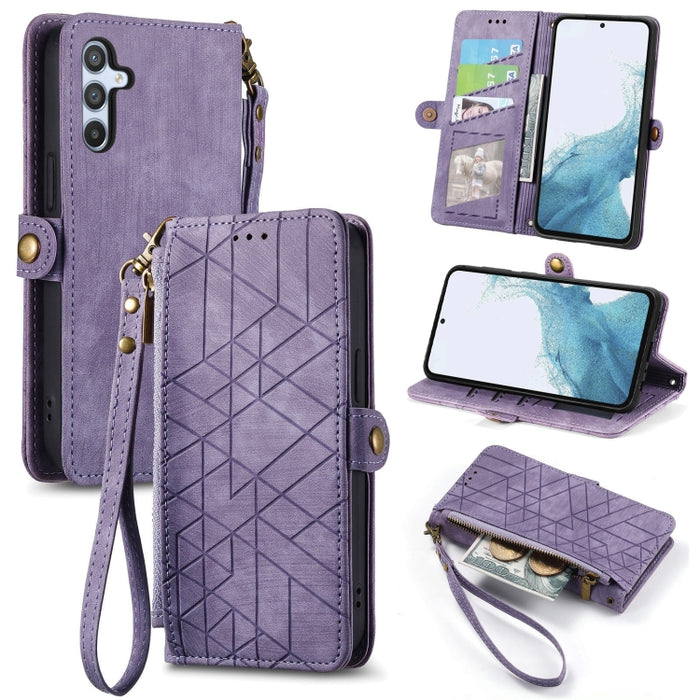Geometric Zipper Wallet Side Buckle Leather Phone Case, For Samsung Galaxy S26 Edge 5G, For Samsung Galaxy S25 Edge 5G, For Samsung Galaxy A36 5G, For Samsung Galaxy S25 5G, For Samsung Galaxy S25+ 5G, For Samsung Galaxy S25 Ultra 5G                   ...