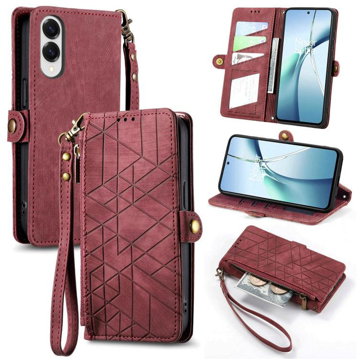 Geometric Zipper Wallet Side Buckle Leather Phone Case, For Samsung Galaxy S26 Edge 5G, For Samsung Galaxy S25 Edge 5G, For Samsung Galaxy A36 5G, For Samsung Galaxy S25 5G, For Samsung Galaxy S25+ 5G, For Samsung Galaxy S25 Ultra 5G                   ...