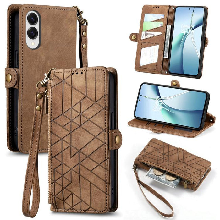 Geometric Zipper Wallet Side Buckle Leather Phone Case, For Samsung Galaxy S26 Edge 5G, For Samsung Galaxy S25 Edge 5G, For Samsung Galaxy A36 5G, For Samsung Galaxy S25 5G, For Samsung Galaxy S25+ 5G, For Samsung Galaxy S25 Ultra 5G                   ...