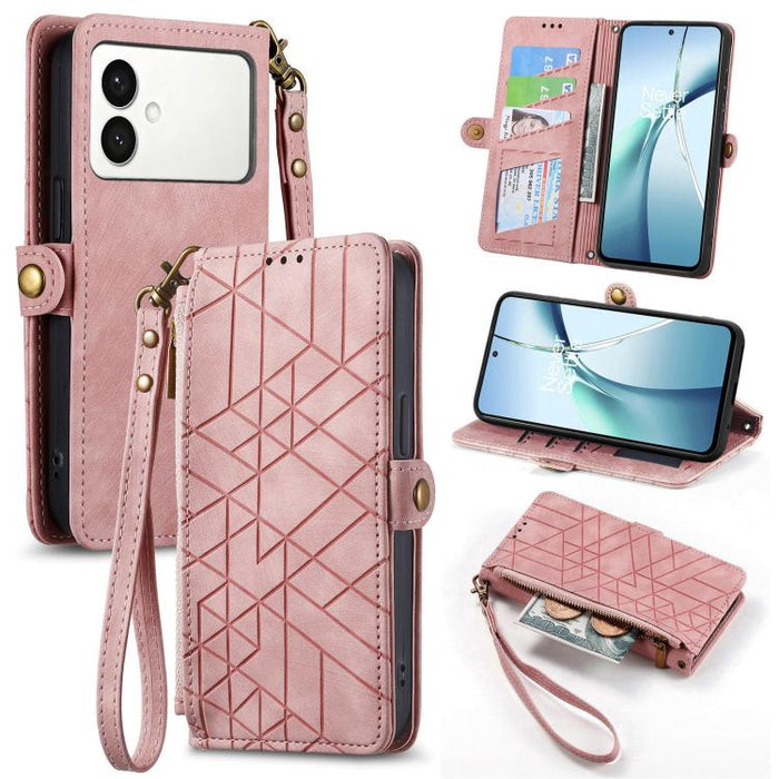 Geometric Zipper Wallet Side Buckle Leather Phone Case, For Samsung Galaxy S26 Edge 5G, For Samsung Galaxy A57 5G, For Samsung Galaxy A37 5G, For Samsung Galaxy S25 Edge 5G, For Samsung Galaxy A56 5G, For Samsung Galaxy A36 5G, For Samsung Galaxy S25 5...