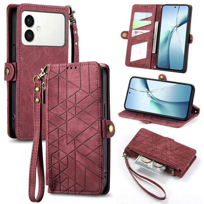 Geometric Zipper Wallet Side Buckle Leather Phone Case, For Samsung Galaxy S26 Edge 5G, For Samsung Galaxy A57 5G, For Samsung Galaxy A37 5G, For Samsung Galaxy S25 Edge 5G, For Samsung Galaxy A56 5G, For Samsung Galaxy A36 5G, For Samsung Galaxy S25 5...