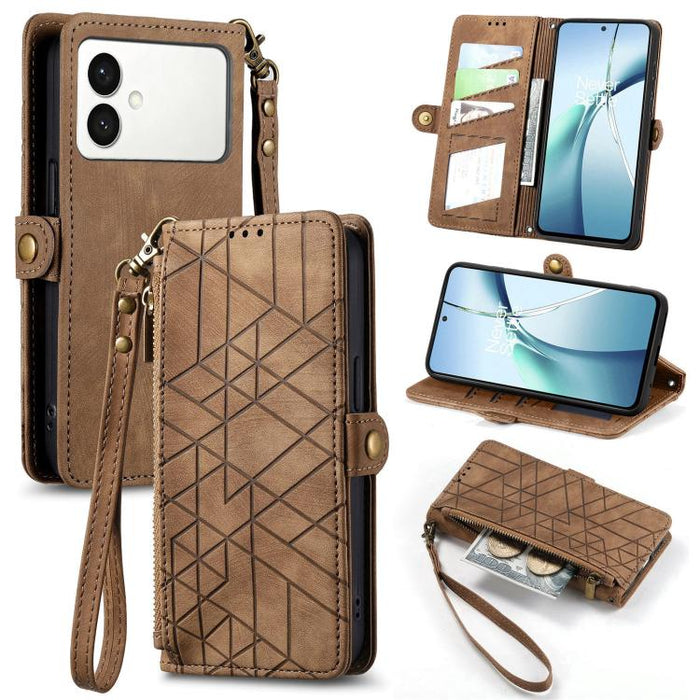 Geometric Zipper Wallet Side Buckle Leather Phone Case, For Samsung Galaxy S26 Edge 5G, For Samsung Galaxy A57 5G, For Samsung Galaxy A37 5G, For Samsung Galaxy S25 Edge 5G, For Samsung Galaxy A56 5G, For Samsung Galaxy A36 5G, For Samsung Galaxy S25 5...